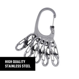 Nite Ize Bigfoot Locker KeyRack - Stainless Steel Holder for Car, House & Other Keys - Carabiner with S-Biners - Holds 15 Keys at Once - Carry Everyday Essentials - Silver
