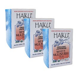 Haiku Organic Japanese White Mulberry Tea, Non-GMO, Kosher, Caffeine-Free Herbal Tea,16 Tea Bags per Box (Pack of 3)