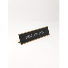 aahs!! Engraving Best Dad Ever Nameplate Style Desk Sign - Brown & Gold