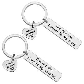 Mother Daughter Gift Set for 2 Mother Daughter Keyring Set Sisters Gift Gilmore Girs Inspired Keychain Gift Best Friend Gift for Valentines Birthday BFF Gift Where You Lead I Will Follow Keychain Set