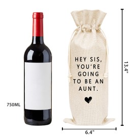Huastatewolf Pregnancy Announcement Wine Gift Bags, Burlap Wine Bottle Cover Bag For Pregnancy Announcement, New Baby, Sister, Aunt, Party Supplies, 1 Pc Wine Bag (A39)