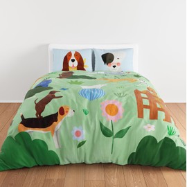 Rookie Humans at The Dog Park Children's Bedding Set, Duvet and Pillowcase Set Dog Themed for Boys and Girls (Twin)
