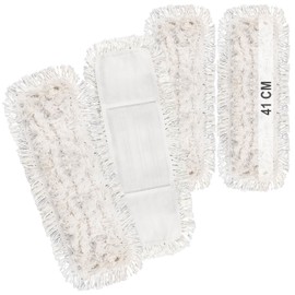 com-four® 4 x Premium Mop Cloths - Professional Microfibre Replacement Cloth for Floor Mop - Cleaning Cloths for Wipers with 41 cm Width - Washable up to 60 °C (Pack of 4 - White - 41 cm)