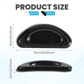 30 Pairs Eyeglass Nose Pads, Silicone Anti-Slip for Glasses Sunglasses, 2mm Soft Adhesive Nose Grips, Glasses Noses Pad Replacement(15Clear+15Black)