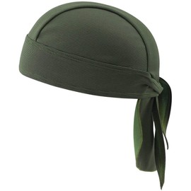Breathable Quickly Dry Skull Cap Sweat Absorbing Bandana Headscarf Pirate Headwear Anti-UV Head Protection Headband Sports Hiking Skating Cycling Running Riding Head Wrap (Army Green)