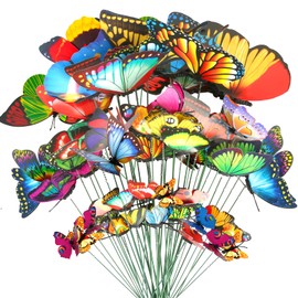 Teenitor 40 Pcs Butterfly Decorations Garden Decor, 5 Different Size PVC Waterproof Butterfly Garden Stakes, Yard Decorations Outdoor Garden Decor