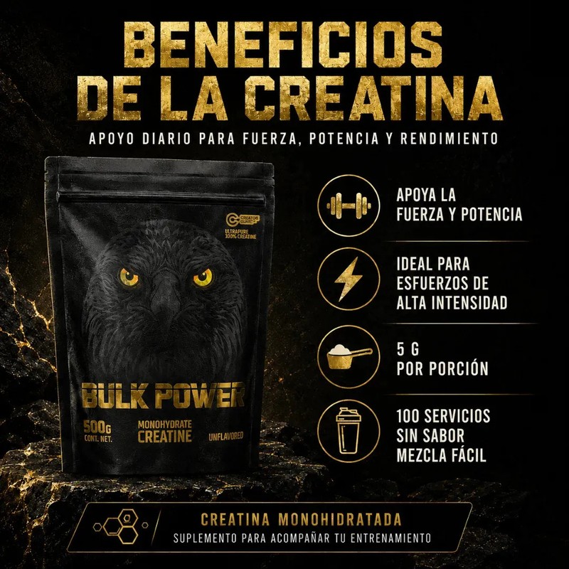 Creatina Monohidratada Micronizada Bulk Power de 500 g Sin Sabor
