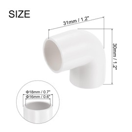 QUARKZMAN PVC Pipe Connector 90 Degree Angle Pipe Fittings 16mm White Direction Change for DIY PVC Shelf Garden Hose Electrical Installation Pipe Pack of 50