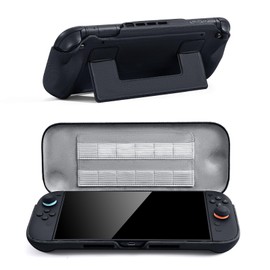 OATSBASF Protective Case for Switch 2 (2025), Full-Body Shell Cover with 10 Game Card Slots, Shockproof Hard Shell for Switch 2 Accessories, Kids Friendly Grip Case, Black