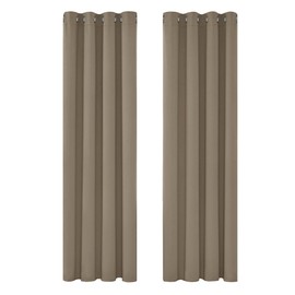 Deconovo Deconovo Opaque Blackout Eyelet Curtains, 280 x 140 cm, Taupe, Set of 2