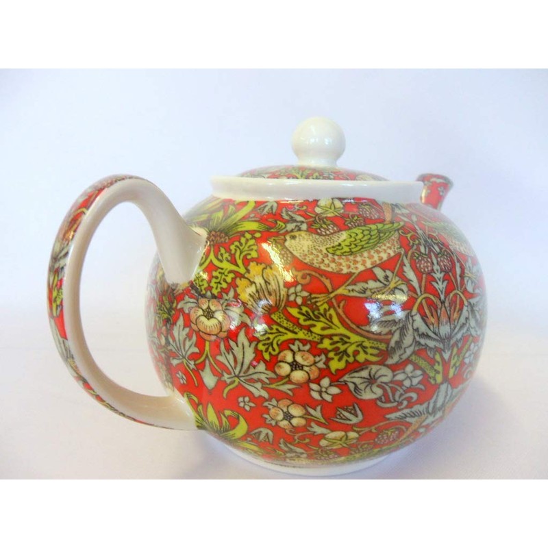 William Morris red Strawberry Thief 2 Cup teapot from The
