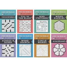 Brain Games Booklet Set - Lower Your Brain Age Variety Puzzles (8 Booklets)