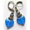 handcrafted ROYAL BLUE CAT EYE earring COPPER LEVERBACK handcrafted