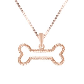 AFFY Dog Bone Pendant Necklace in 14k Rose Gold Over Sterling Silver