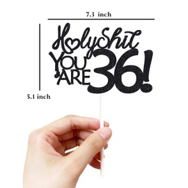 36 adornos para tartas de cumpleaños, color negro con purpurina, divertida decoración para tartas 36 para hombres, 36 decoraciones para tartas para mujeres, 36 cumpleaños, decoración para tartas de 36 cumpleaños