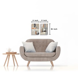 Abstract Neutral Canvas Wall Art: 2 Pieces Minimalist Painting Modern Gray Beige Artwork for Bedroom