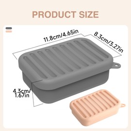 2Pcs Travel Soap Case with Drainage Pad, Leak-Proof Silicone Bar Soap Container