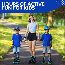 Xino Sports Adjustable Roller Skates for Kids - Illuminating LED Light-Up Wheels, Durable and Comfortable Design for Boys, Skating Fun (Black, Medium 1-4)