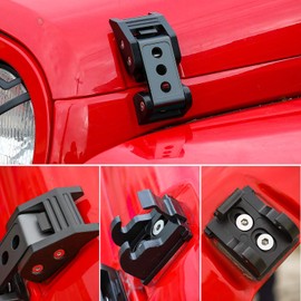 CheroCar White Hood Latches Hood Lock Catch Latches Kit Fit for 2007-2025+Jeep Wrangler JK JKU JL JLU Sahara Freedom Sports Rubicon & Gladiator JT Aluminum Alloy Hood Catch