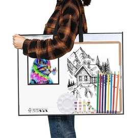 Oaygat Art Portfolio Bag Portfolios Organizer for Artworks Zipper and Handle Poster Carrying Storage Bag Transparent Handbag Files Tote Mesh Folder Portfolio Case for Posters Painting Bulletin Boards