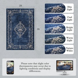 FlyDOIT Small Entryway Rug 2x3 Washable Area Rugs for Bathroom, Navy Blue