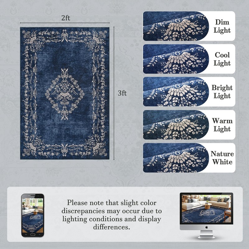 FlyDOIT Small Entryway Rug 2x3 Washable Area Rugs for Bathroom,