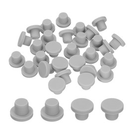 uxcell 30 Pcs Hole Plugs, Heat Resistant Silicone Flush Type Fastener Hole Cover Plug for 12mm(1/2 Inch) Hole, Round Snap Locking Tubing Plug Hole for Furniture Cabinet, Grey