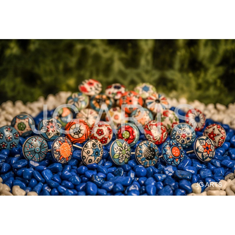 JGARTS 20 X Mix Vintage Look Flower Ceramic Knobs Door