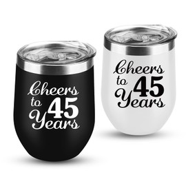 45th Anniversary Wedding Gifts for Couple Gifts for Sapphire Wedding Anniversary Forty-Five Years Anniversary Decorations 45 Years Marriage Gifts for Wife Husband Parents 2 Pack Wine Tumbler 12 OZ