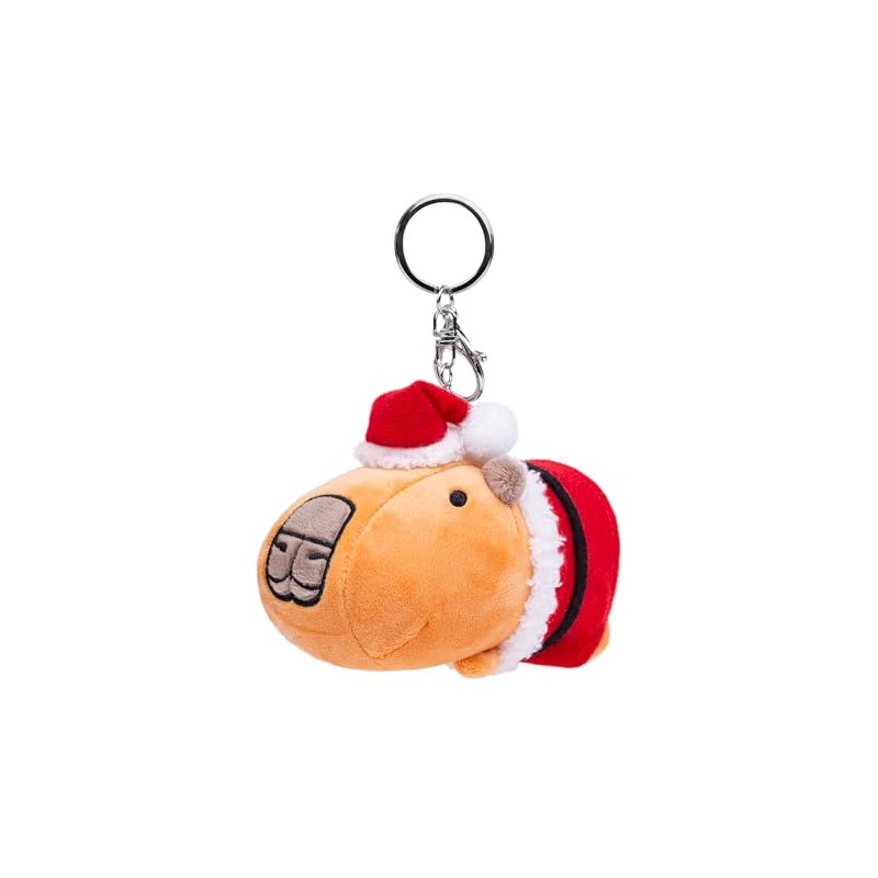 Double Bread Christmas Capybara Plush Keychain, Brown