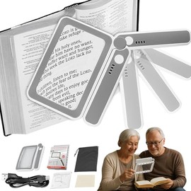 QICHEN Lupa para Leer Plegable para Personas Mayores, Lupa de Mano con Luz LED Grande con 3 Modos (Blanco)