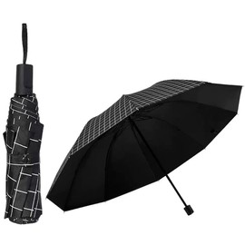 iwobi Umbrella Storm Proof, Pocket Umbrella, Lightweight, Compact, Stormproof, Umbrellas, Small Pocket Umbrella for Travel and Outdoor Use (Black Plaid), black