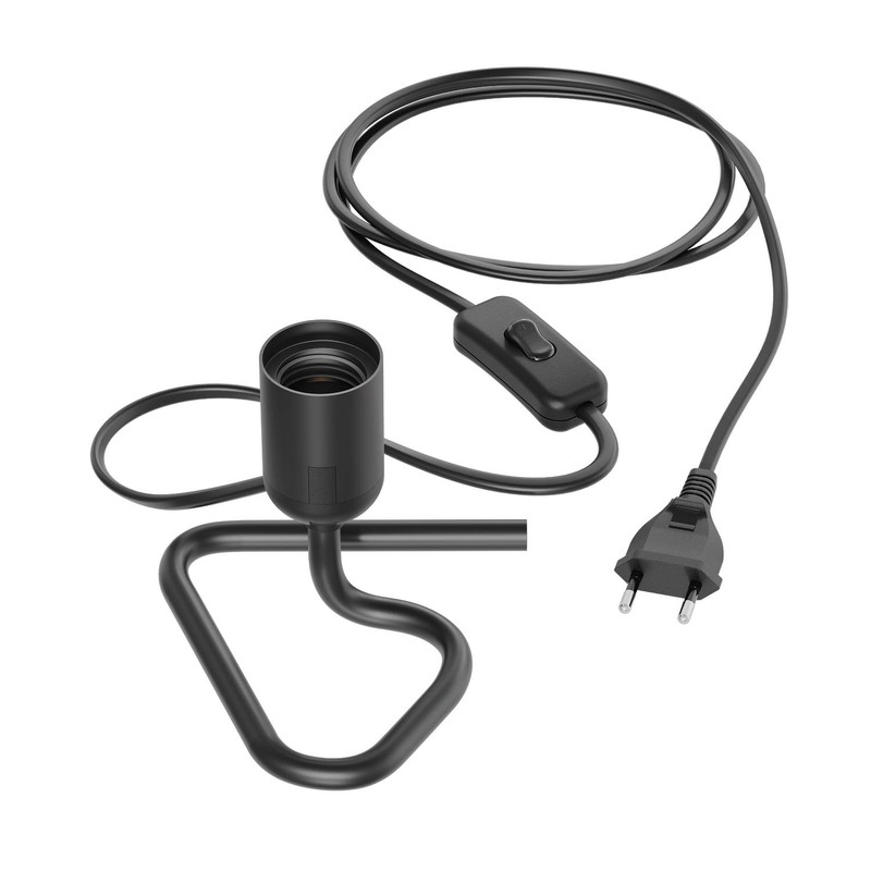 ledscom.de TRIN Table Lamp Socket Triangle Base Black Plug Switch