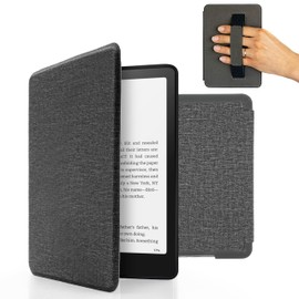 MyGadget Hülle für Kindle Paperwhite 12. Generation [ 2024 - SA569P - 7 Zoll ] mit Handschlaufe & Auto Sleep | Wake Funktion - Flip Case in Hellgrau