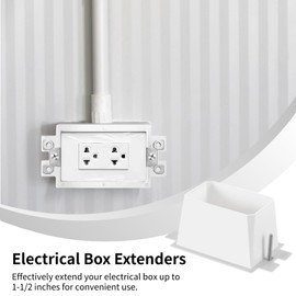 yeesport 50 Pcs Electrical Box Extenders, BE1-2 Electrical Outlet Box Extenders with 100 Pcs Screws, 1-Gang Electrical Power Box Extensions, Single Gang Power Switch Receptacles Accessories, White