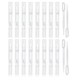 16 Unidades de Bolígrafos Vacíos de 3 Ml para Aceite de Cutículas con 4 Pipetas de Transferencia - Bolígrafos Transparentes Giratorios para Aceite de Uñas con Punta de Pincel para Aceite de Uña