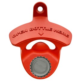 Luwanburg Red Magnetic Bottle Opener Wall Mounted Beer Cap Opener with Magnets Built-in for Cooler Post
