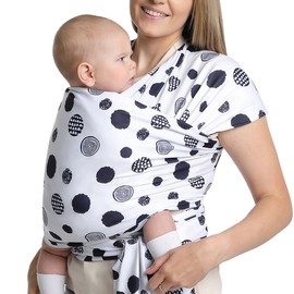 Anecoes Baby Wraps Carrier - Polka Dots Pattern - All-in-One Baby Wearing Wrap Hands-Free Design Infant Carrier, Soft, Comfortable Fabric for Newborns to Toddlers 7-35 lbs