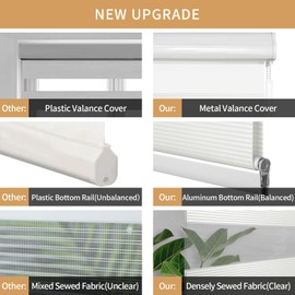 Allbright White Zebra Window Blind 48" W X 72" H Dual Layer Roller Sheer Shades, Room Darkening Blinds for Home Office Doors Easy Install