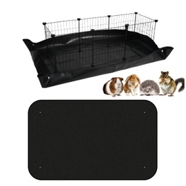 Zuisfau Waterproof Guinea Pig Cage Liner Mat 150x100cm - Extra Thick PVC Base for Rabbit Hutch, C&C Cages, Playpens | Mess Containment, Snap Edges, Indoor/Outdoor Use (Black)