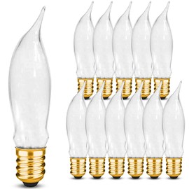 OHLECTRIC CA5 Candelabra Bulbs (12-Pack |Frost) 7.5 Watt Flame Tip Shape Bulbs, E12 Candelabra Base, Dimmable, Decorative Candle Light Bulbs for Chandeliers, 60 Lumens, Warm White 2700K
