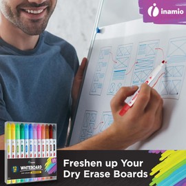 Dry Erase Markers for Whiteboard - Dual Tip White Board Markers Dry Erase, Ultra Fine Tip Dry Erase Markers - Whiteboard Markers Erasable Markers - Fine Point Dry Erase Markers for Kids Black 12 Set