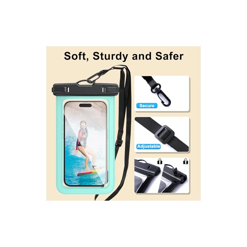2 Pack Waterproof Phone Pouch with Adjustable Lanyard