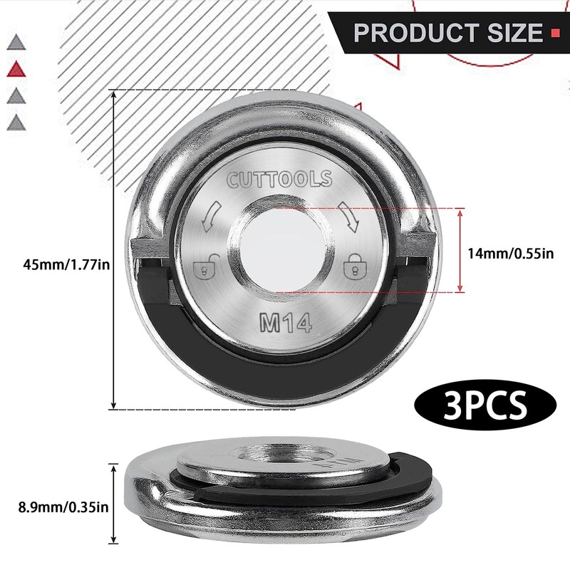 Set of 3 Quick Release Nuts for Angle Grinder M14