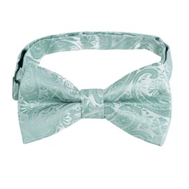 Alizeal Mens Classic Paisley Bow Tie, Hanky and Cufflinks Set, Neo Mint