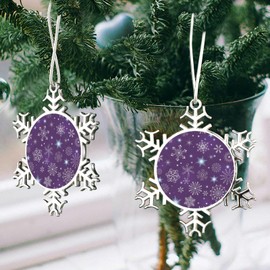 Snowflake Ornaments Christmas Decorations,Silver Hanging Snowflake Decorations Violet Christmas Purple for Christmas Tree Winter 4pcs