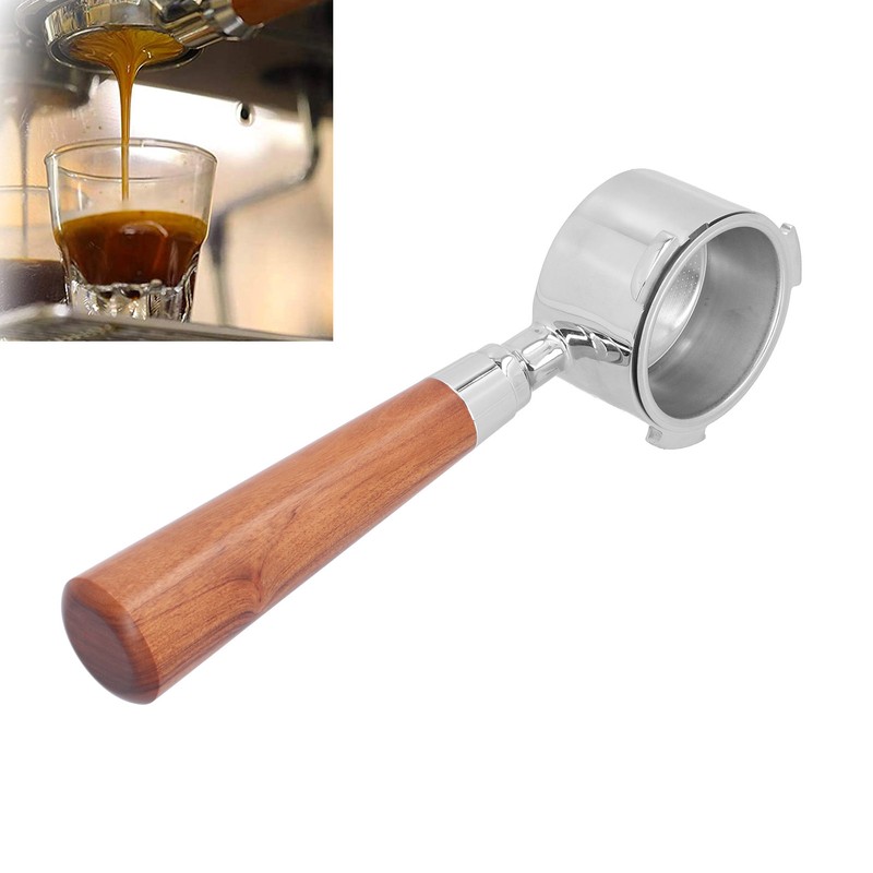 Coffee Bottomless Portafilter Handheld Stainless Steel Bottomless Filter for HouseholdRosewood
