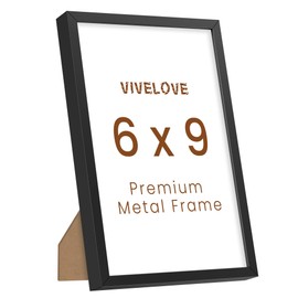 Vivelove - Marco de fotos de metal de 6 x 9 pulgadas, marcos de fotos de aluminio negro con vidrio templado, montaje en pared horizontal o verticalmente, decoración simple y elegante para pared