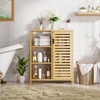 HITNET Bathroom Floor Cabinet, Bamboo Storage Cabinet with Door and