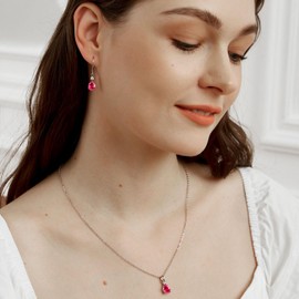 Red CZ Teardrop Leverback Earrings for Women 925 Sterling Silver Dangle Earrings Classic Hypoallergenic Jewelry Gifts